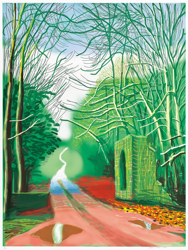 David Hockney, ‘The Arrival of Spring in Woldgate, East Yorkshire in 2011 (twenty eleven) - 19 February’, 2011, Print, IPad drawing printed on paper, Upsilon Gallery