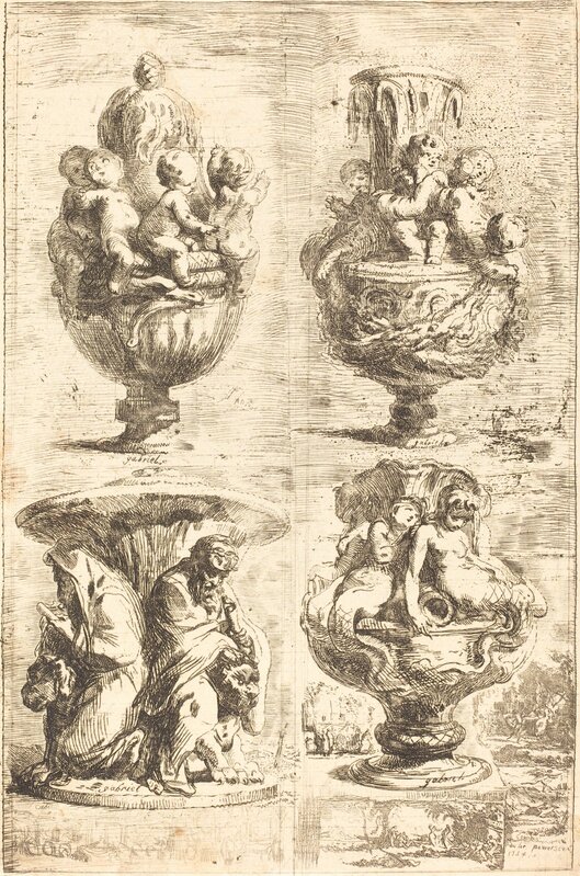 Gabriel de Saint-Aubin, ‘Four Vases (Les quatres vases)’, 1754, Print, Etching, National Gallery of Art, Washington, D.C.