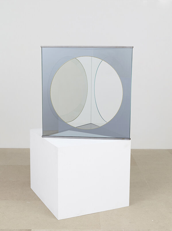 Dan Graham, ‘Triangle with Circular Cut-outs’, 1991, Sculpture, Glass, 2-way mirror, mirror, steel, Greene Naftali Gallery