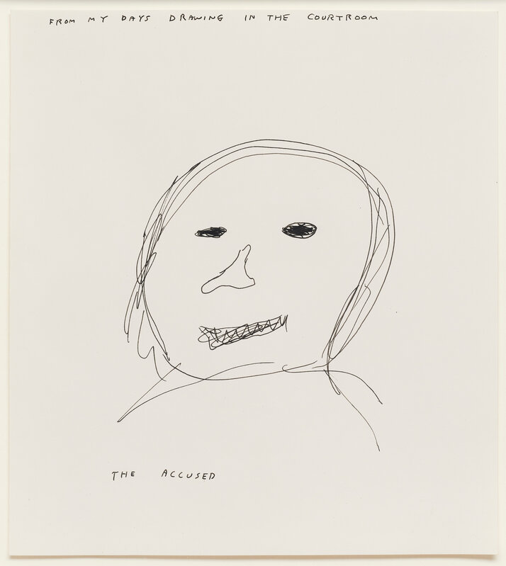 David Shrigley, ‘From my days drawing in the courtroom. The Accused’, 1998, Drawing, Collage or other Work on Paper, Ink on paper, Mireille Mosler Ltd.