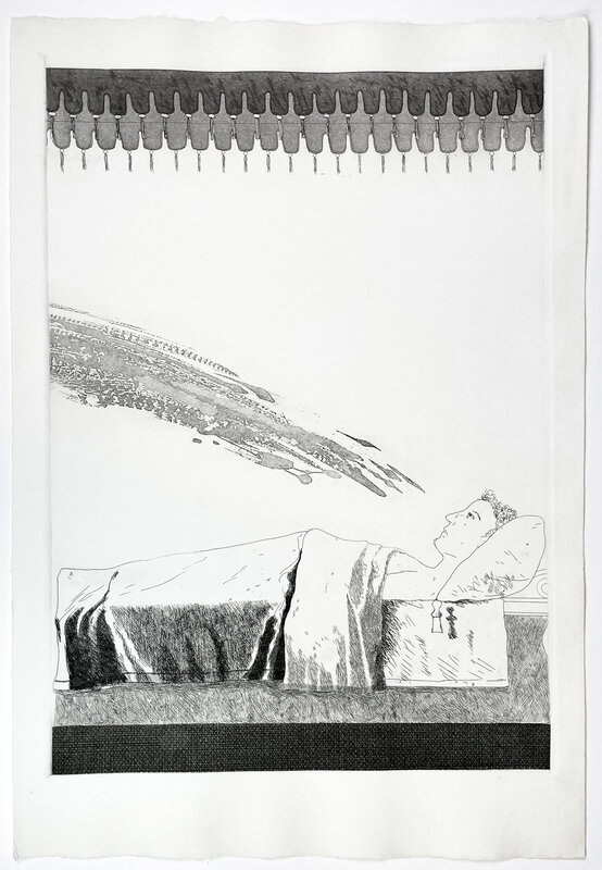 David Hockney, ‘Cold Water About to Hit the Prince (Six Fairy Tales from the Brothers Grimm)’, 1969, Print, Etching and aquatint on one copper plate on W S Hodgkinson paper, Petersburg Press 