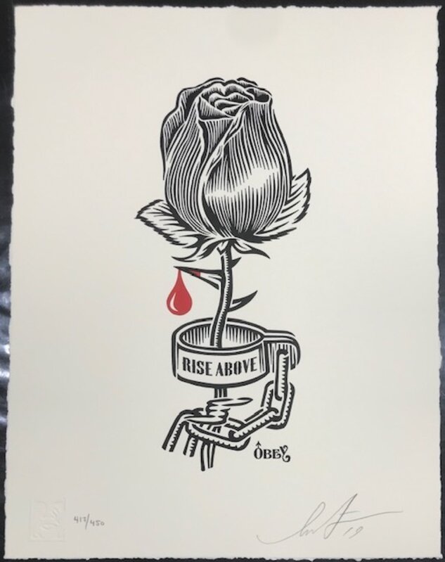 Shepard Fairey, ‘Rose Shackle "Stencil Letterpress Edition"’, 2018, Print, Letterpress On Creme Cotton Paper, New Union Gallery