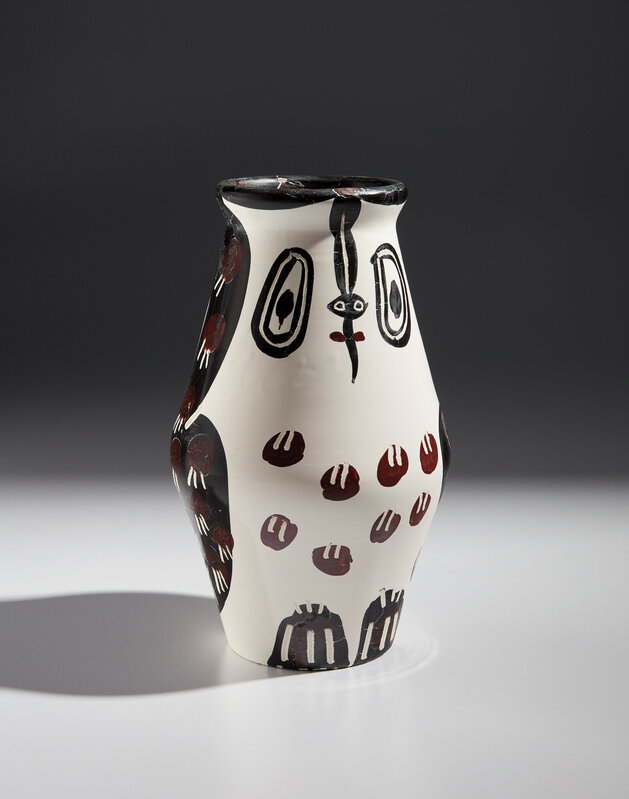 Pablo Picasso, ‘Hibou marron noir (Black brown owl)’, 1951, Design/Decorative Art, White earthenware vase, painted in colors with partial engraving and brushed glaze., Phillips
