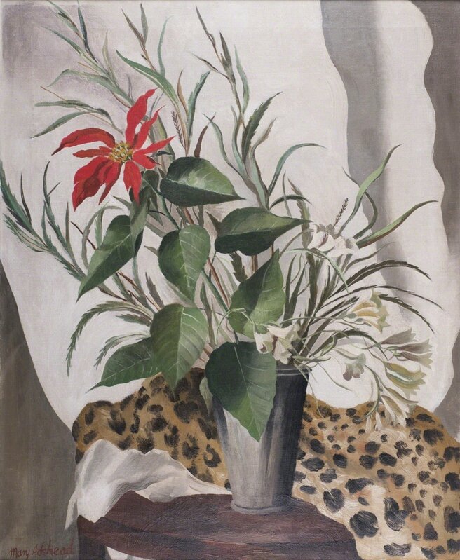 Mary Adshead, ‘Still life of red lily with leopard skin’, ca. 1935, Painting, Oil on canvas, Liss Llewellyn