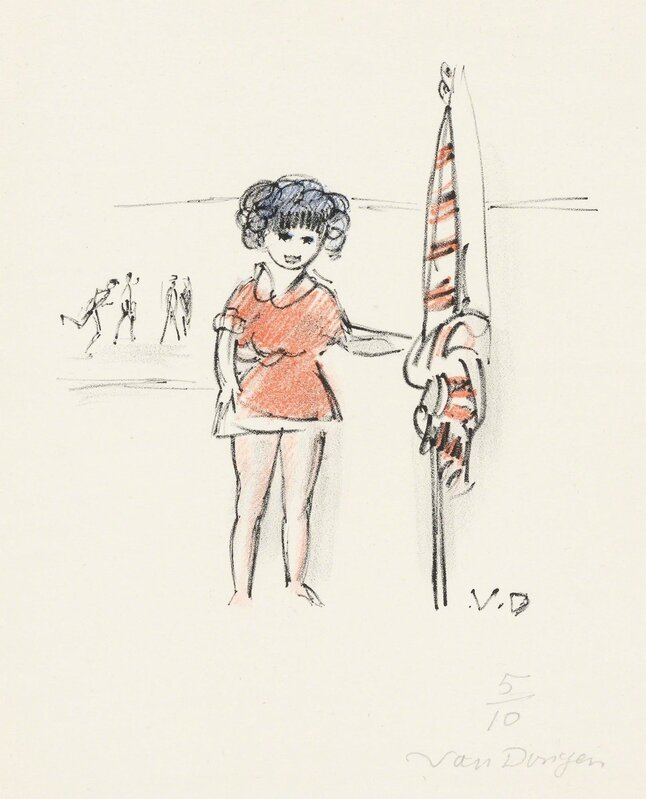 Kees van Dongen, ‘JEAN-MARIE WITH A FLOWER IS HIS MOUTH; JEAN-MARIE IN THE HARBOR; DANS LA PLAGE (J. JL 20; JL 22; SEE PP. 180)’, circa 1950, Print, Three color lithographs, Doyle