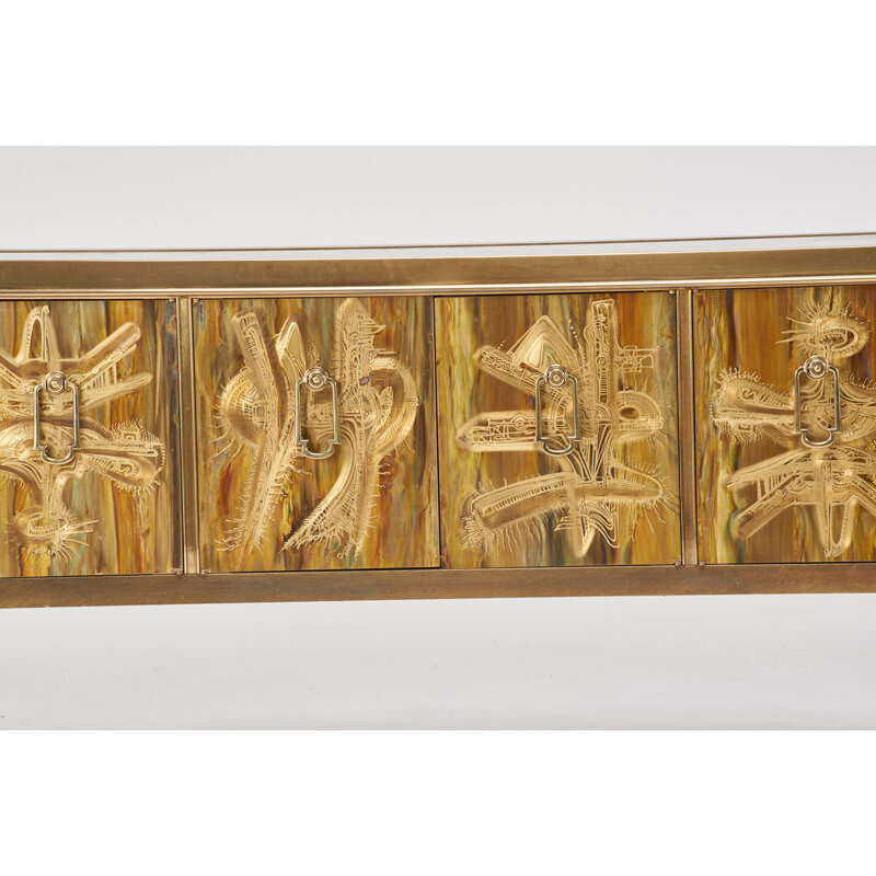 Bernhard Rohne, ‘Cabinet Decorated With Kanji Script, USA’, 1981, Design/Decorative Art, Etched, Patinated, And Enameled Bronze, Rago/Wright/LAMA/Toomey & Co.