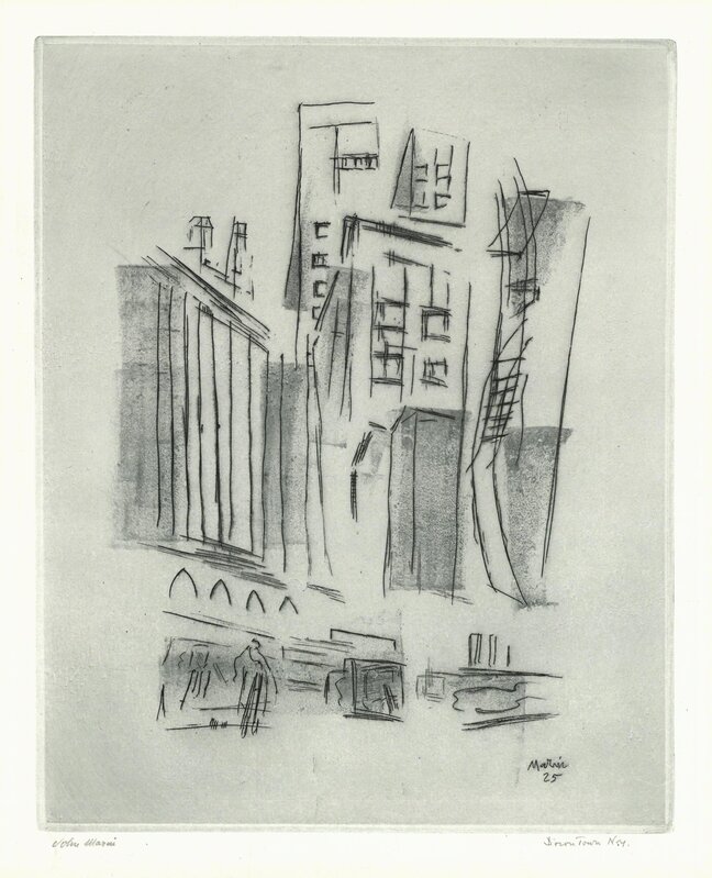 John Marin (1870-1953), ‘Downtown Synthesis.’, 1925, Print, Engraving with tonal areas,, The Old Print Shop, Inc.