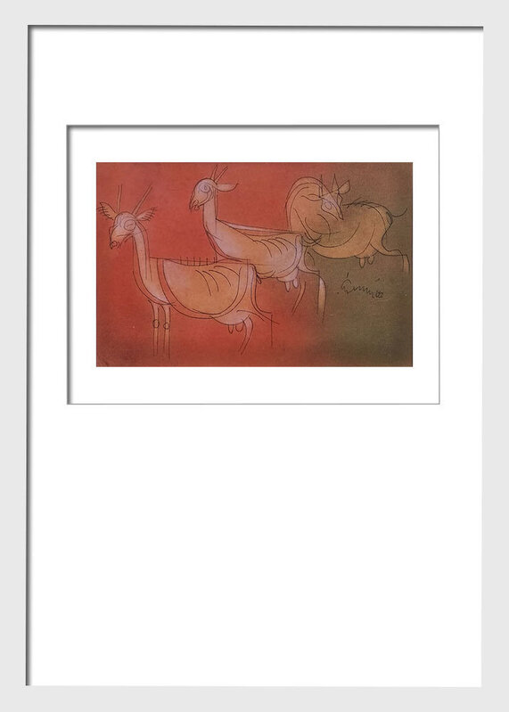 Ramananda Bandyopadhyay, ‘Playing, Mixed Media on Paper, Red, Orange, Green Colours by Modern Artist "In Stock"’, 2006, Painting, Mixed Media on Paper, Gallery Kolkata