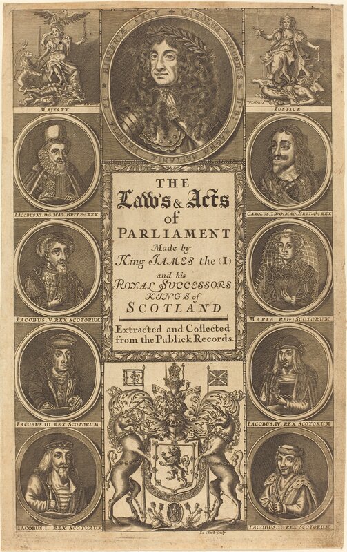 James Clark, ‘Frontispiece to "The Laws and Acts of Parliament Made by King James I ..."’, Print, Engraving, National Gallery of Art, Washington, D.C.