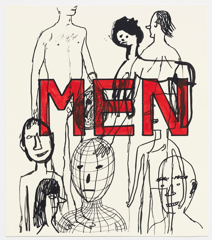 David Shrigley, ‘Untitled (MEN)’, 1999, Drawing, Collage or other Work on Paper, Acrylic on paper, Mireille Mosler Ltd.