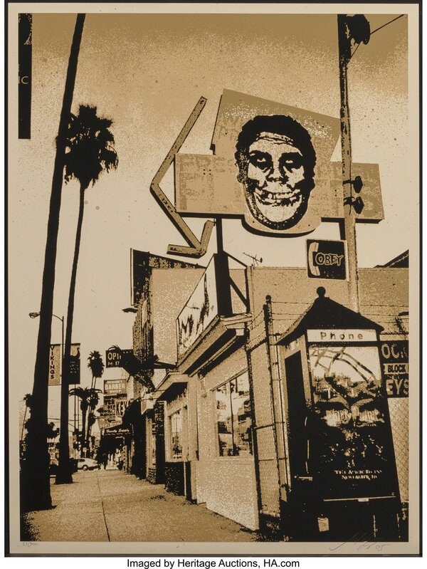 Shepard Fairey, ‘Obey Fiend Skull’, 2005, Print, Screenprint in colors on speckled paper, Heritage Auctions