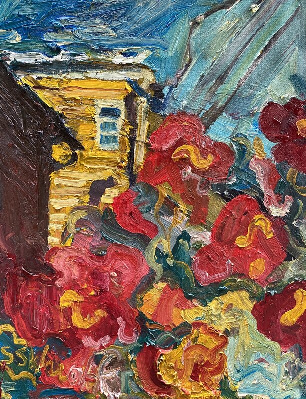 Sonya Sklaroff, ‘Red Hibiscus                                                     ’, 2020, Painting, Oil on canvas, Bernay Fine Art