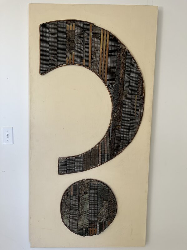 Noah Purifoy, ‘The Question’, 2004, Painting, Copper, radiator parts on wood panel & acrylic paint., Asher Grey Gallery