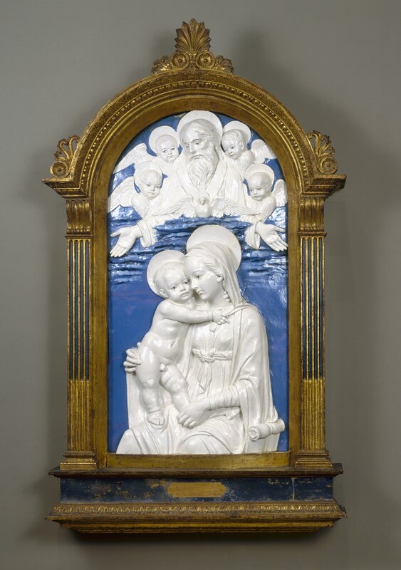 Studio of Andrea della Robbia, ‘Madonna and Child with God the Father and Cherubim’, 1480/1490, Sculpture, Glazed terracotta, National Gallery of Art, Washington, D.C.