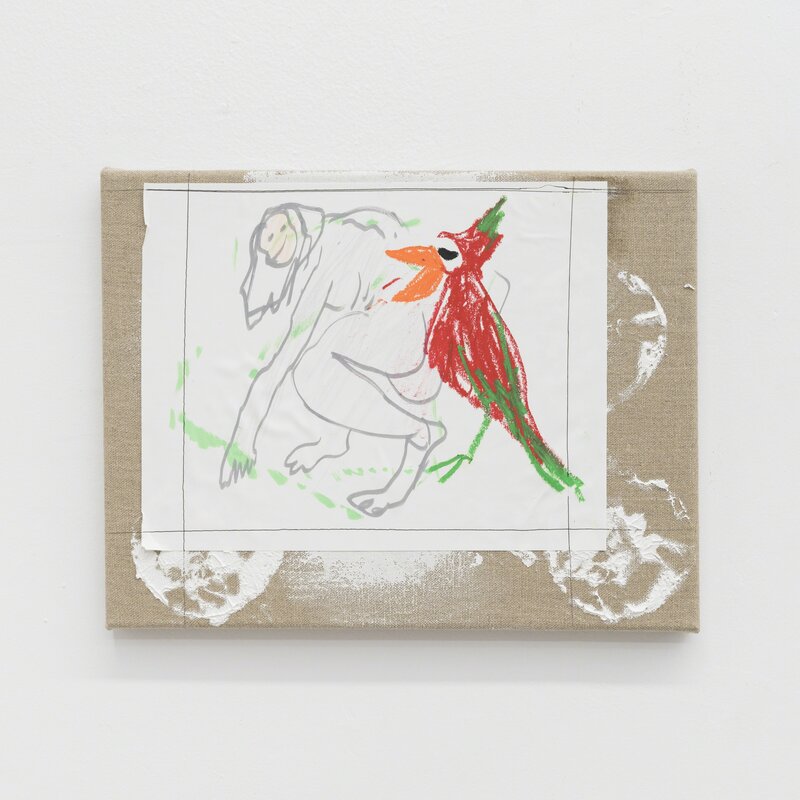 Daniel Boccato, ‘parrotpainting’, 2017, Crayon, gesso, linen, paper, pen, pencil, wood, The Kitchen