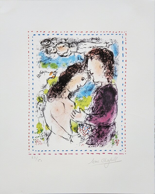Marc Chagall, ‘A L'Aube De L'Amour ’, 1983, Print, Color lithograph on Arches paper, Off The Wall Gallery