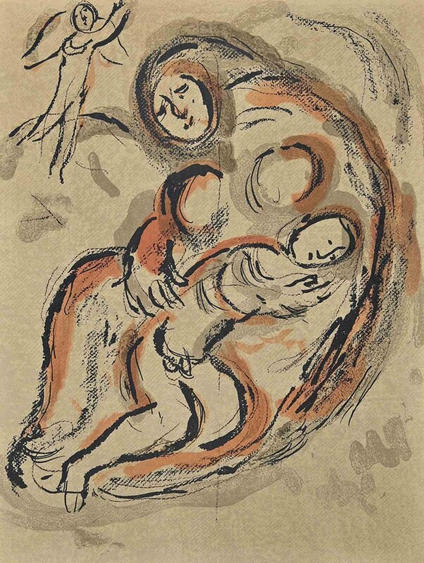 Marc Chagall, ‘Mother and Child’, 1960, Print, Mixed colored lithograph on brown-toned paper, Wallector