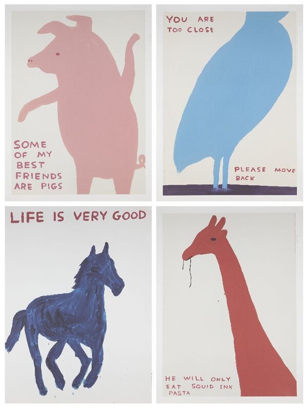 David Shrigley, ‘Animals Series’, 2020, Print, Four offset lithographic posters in colours on wove, Roseberys