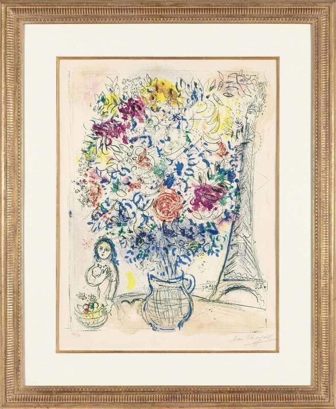 Marc Chagall, ‘BOUQUET À LA TOUR EIFFEL (M. 222)’, 1958, Print, Color lithograph on Arches paper, Doyle