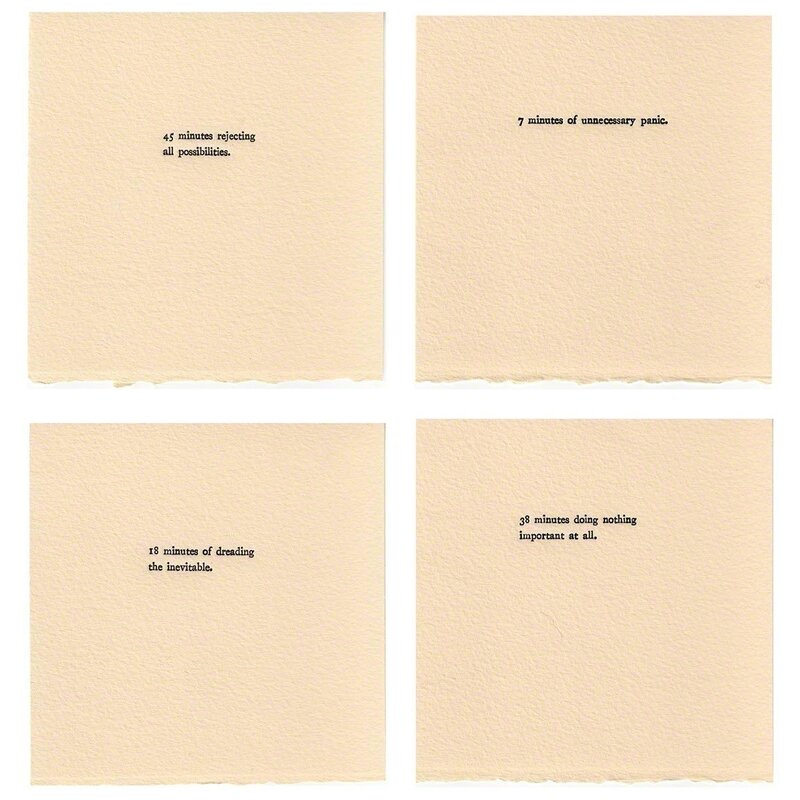 Alyson Provax, ‘Time Wasting Experiments’, 2012 , Print, Set of four unframed prints, each 5" x 5"; Letterpress Arches cover cream paper, Uprise Art