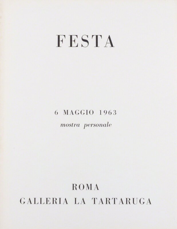 Tano Festa, ‘Festa’, 1963, Books and Portfolios, Catalogue, Finarte