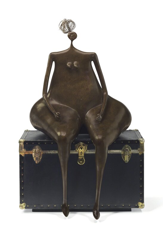 Abigail Varela, ‘Viajera y baúl’, 2012-2014, Sculpture, Bronze on traveler trunk (metal and leather), Christie's