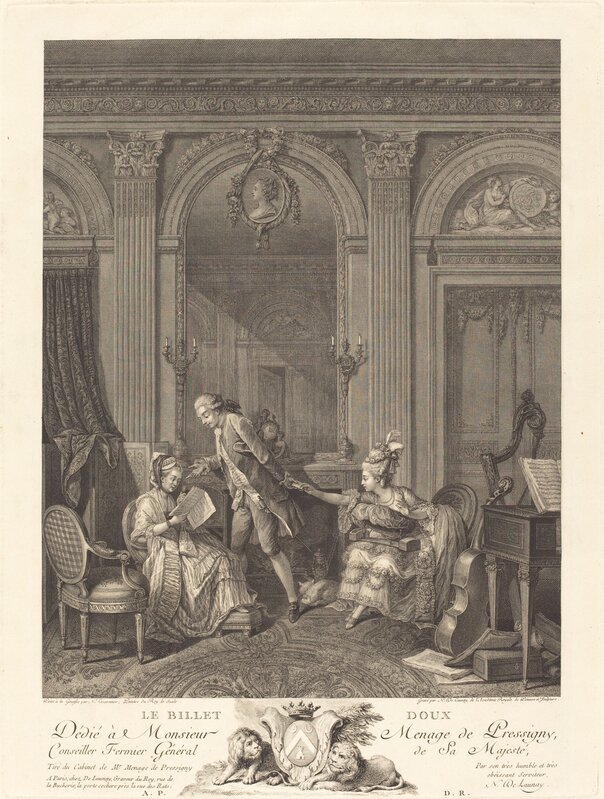 Nicolas Delaunay after Nicolas Lavreince, ‘Le Billet doux’, 1778, Print, Etching and engraving, National Gallery of Art, Washington, D.C.