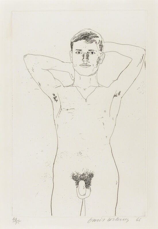 David Hockney, ‘In an old book (MCA Tokyo 52)’, 1966, Print, Etching on Crisbrook handmade paper, Forum Auctions