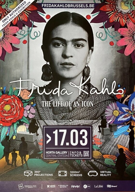 Frida Kahlo, ‘"Frida Kahlo, A LIfe of  an Icon", Super Rare Belgium Exhibition Poster, FREE WORLDWIDE SHIPPING’, 2022, Posters, Rare Belgium Lithographic Exhibition Poster, David Lawrence Gallery