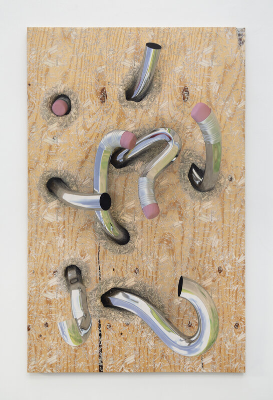 Seth Price, ‘Chrome Pencils’, 2020, Mixed Media, UV-cured print and synthetic polymer on plywood, Petzel Gallery