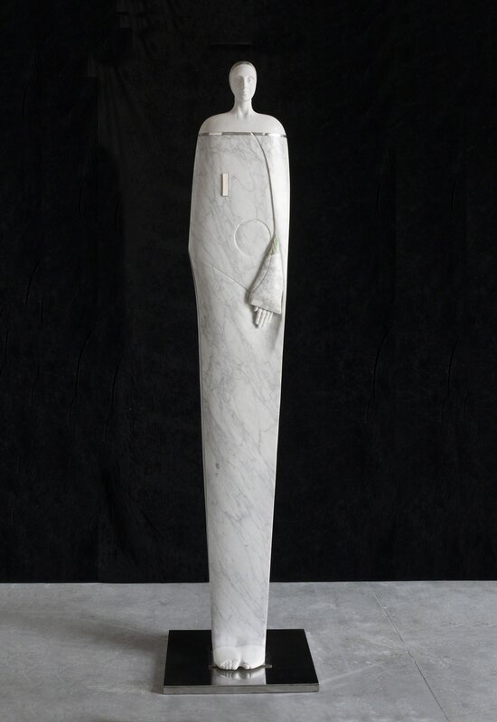 Oriano Galloni, ‘Tracce di Universo 2’, 2018, Sculpture, White Carrara marble, onyx, steel and aluminum, Rosenbaum Contemporary