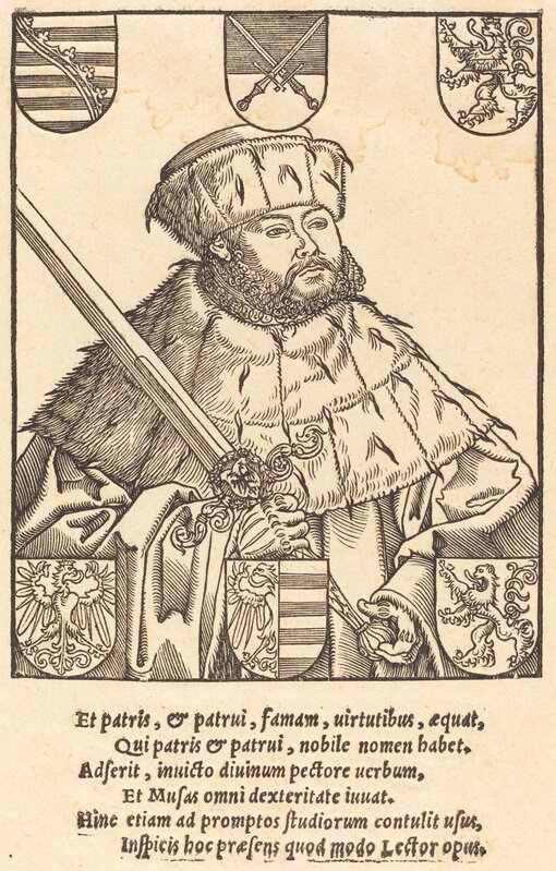 After Lucas Cranach the Younger, ‘John Frederic the Magnanimous, in Electoral Robes [right]’, Print, Woodcut, National Gallery of Art, Washington, D.C.