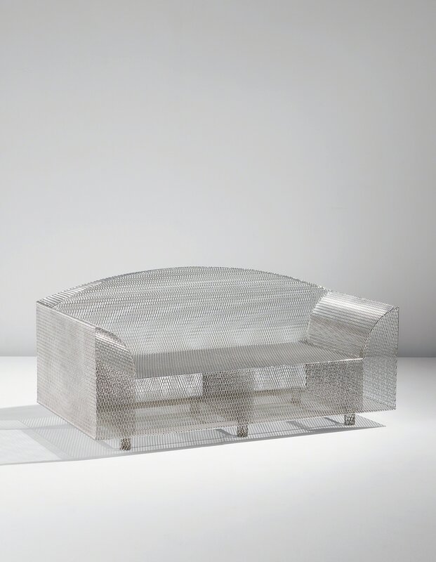 Shiro Kuramata, ‘“How High the Moon Double-Seater"’, designed 1986, Design/Decorative Art, Steel mesh, nickel chrome finish, Phillips