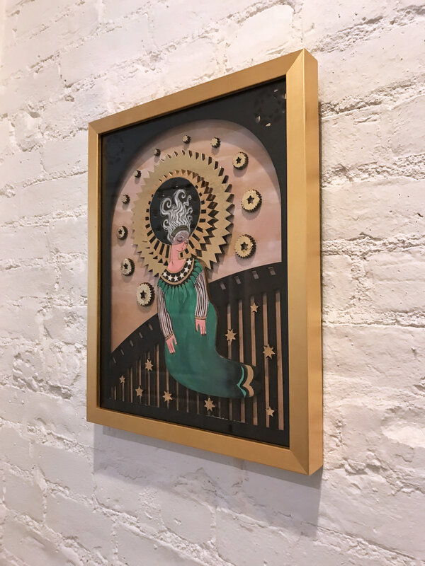 Deming King Harriman, ‘Lament’, 2019, Painting, Mixed Media; Laser Cut Wood, Acrylic & Gold Leaf Framed, BBAM! Gallery