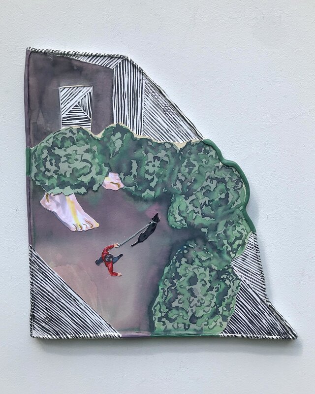 Becky Bailey, ‘Evening Stroll’, 2019, Mixed Media, Watercolor, gouache, marker, block print, paper, acrylic, epoxy clay, MDF, SHIM Art Network
