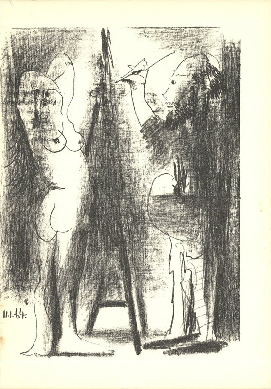 Pablo Picasso, ‘Le Peintre et son modele (Lg)’, 1964, Ephemera or Merchandise, Stone Lithograph, ArtWise