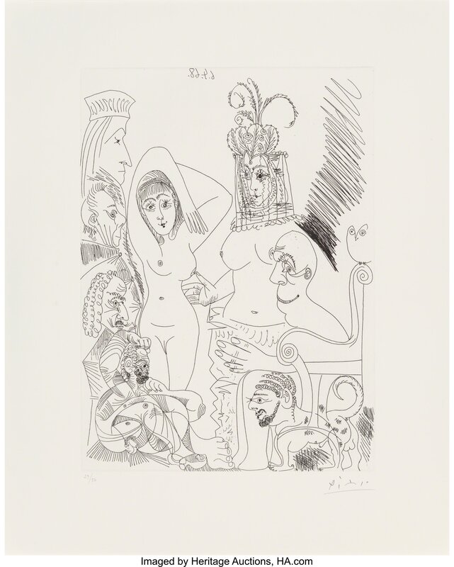 Pablo Picasso, ‘Homme barbu songeant à une scène des mille et une nuits, from Séries 347’, 1968, Print, Etching on paper, Heritage Auctions