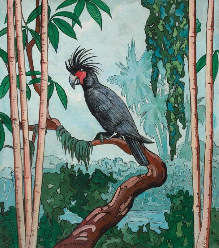 Jane Peterson, ‘Tropical Landscape with Palm Cockatoo’, Painting, Oil on Masonite, Doyle