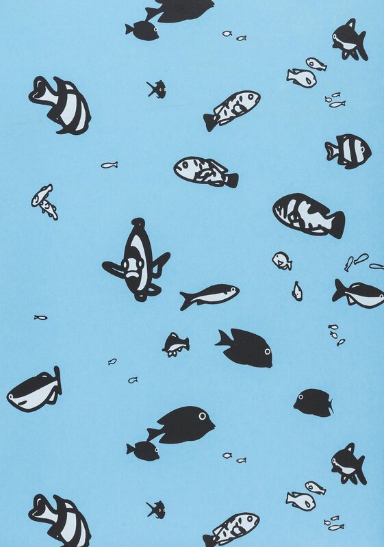 Julian Opie, ‘Fish’, 2007, Print, Woodcut printed on wallpaper, RAW Editions Gallery Auction