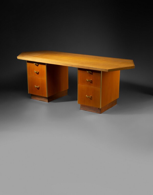 Frank Lloyd Wright, ‘Pedestal Desk from Price Tower, Bartlesville, Oklahoma’, 1956, Design/Decorative Art, Mahogany, oak, and brass, Heritage Auctions
