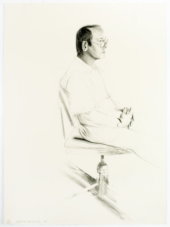 David Hockney, ‘Mo McDermott’, 1976, Print, Lithograph on buff Arches cover, mould-made paper, Petersburg Press 