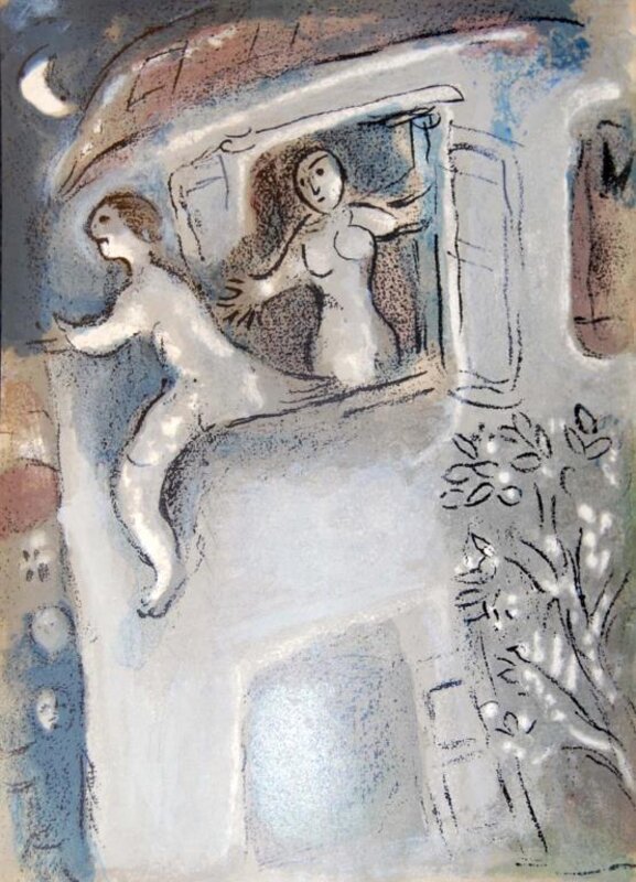 Marc Chagall, ‘David Sauve Par Mical (David Is Saved By Mical)’, 1960, Print, Color lithograph on paper, Baterbys