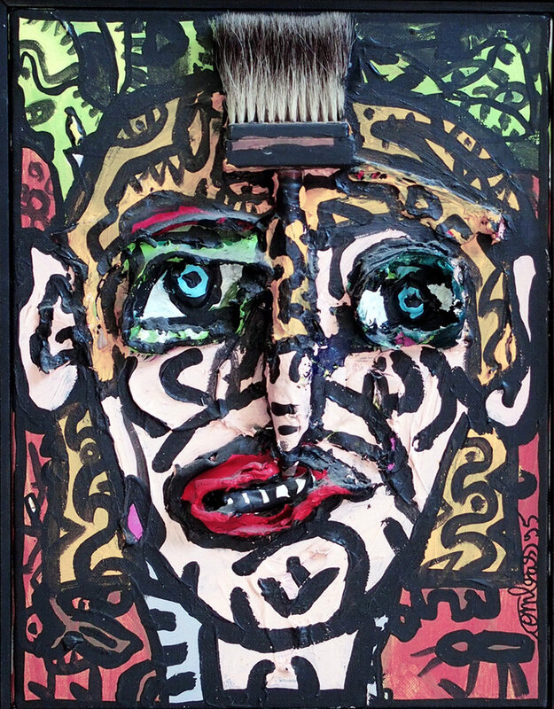 Robert Combas, ‘Tête de Grec ou de Romain et la coiffure au pinceau’, 1995, Painting, Acrylique et collage sur toile, Galerie Bert