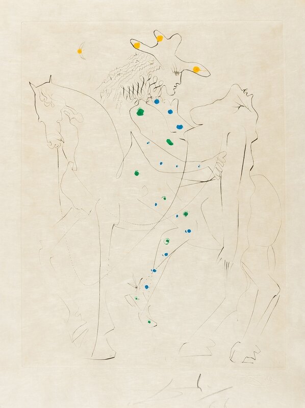 Salvador Dalí, ‘Le Cheval de Picasso, from Petits nus Ronsard (not in Field; see M&L 249)’, 1968, Print, Etching with hand-colouring in watercolour, Forum Auctions