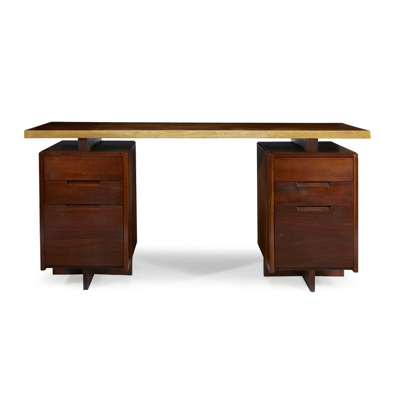 George Nakashima, ‘Double-Pedestal Desk, New Hope, Pennsylvania’, 1957, Design/Decorative Art, American Black Walnut, Freeman's