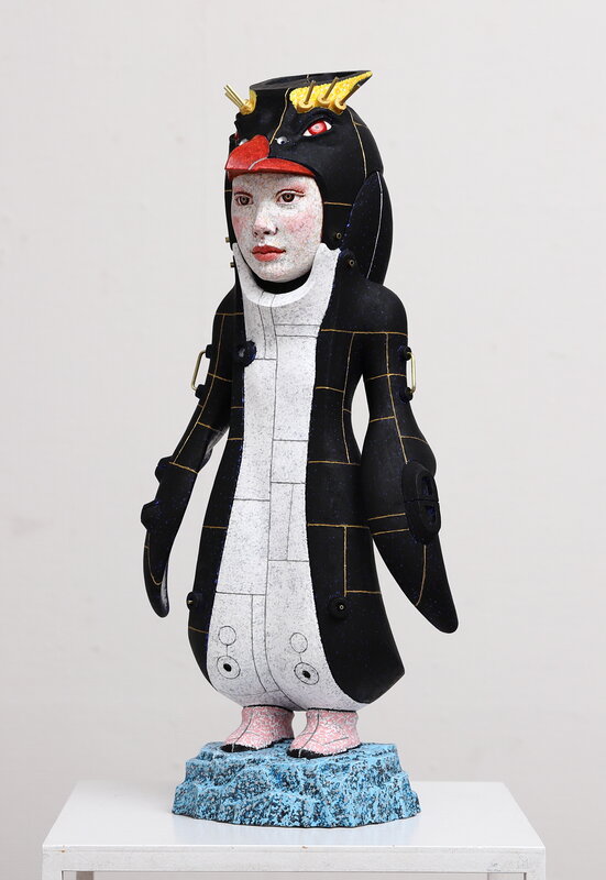Masao Kinoshita, ‘皇帝人鳥少女’, 2020, Terra cotta, acrylic, Gallery Tsubaki