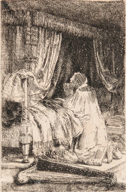 Rembrandt van Rijn, ‘David at Prayer’, Drawing, Collage or other Work on Paper, Etching on laid paper, Skinner