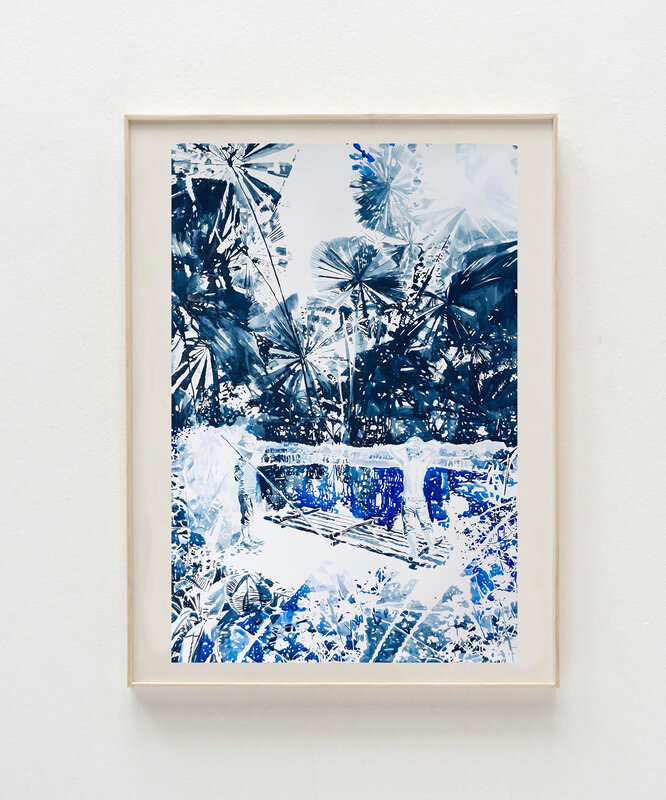 Malgosia Jankowska, ‘Urwald in blau’, 2021, Drawing, Collage or other Work on Paper, Watercolor and ink on paper, Victor Lope Arte Contemporaneo