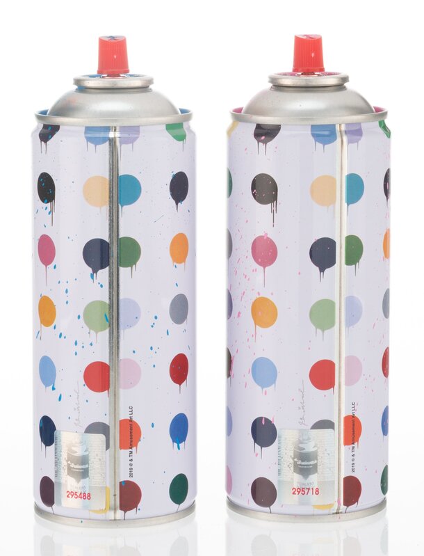Mr. Brainwash, ‘Hirst Dots (Cyan and Pink), Set of 2 Spray Cans’, 2020, Other, Screenprint with handcoloring on aluminum spray can, Heritage Auctions