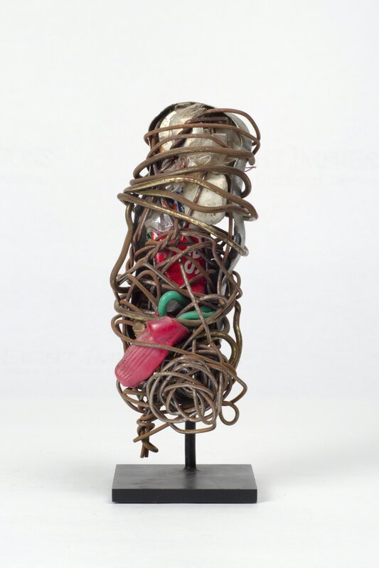 Philadelphia Wireman, ‘Untitled (green wire with red plastic & quarter)’, 1970-1975, Sculpture, Wire, found objects, Fleisher/Ollman